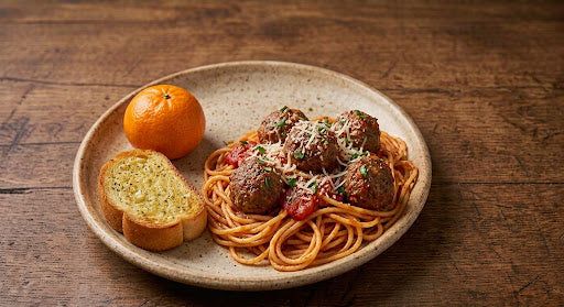 FRIDAY October 16th Spaghetti 🍝 and Meatballs, Bread, Fruit
